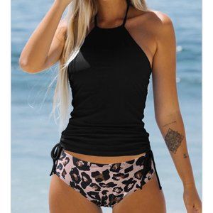 Beachissi Leopard Print Halter 2 pc Tankini